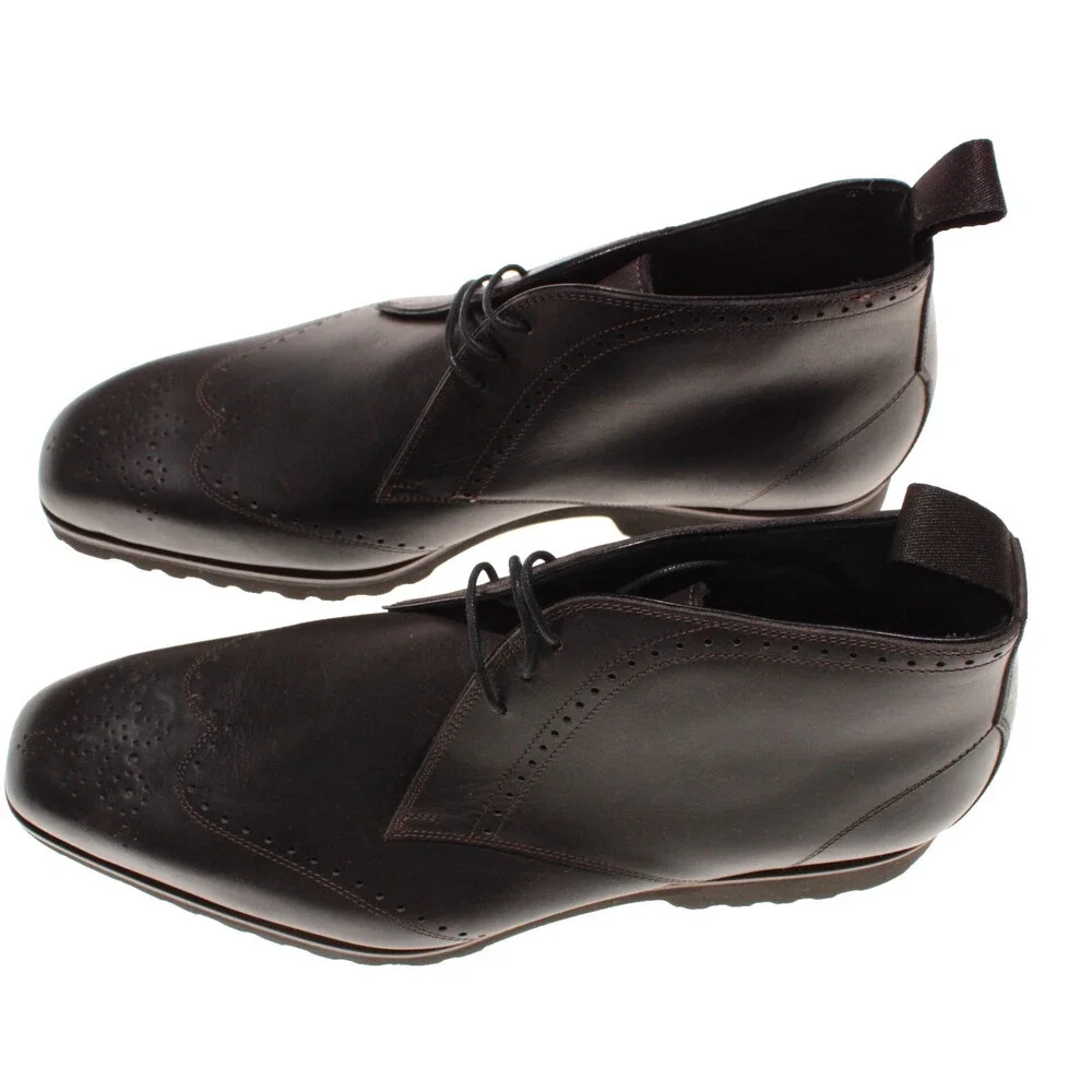 Di Bianco NWD Lace Up Chukka Boots Size 42 (US 9) in Brown Leather Made in Italy
